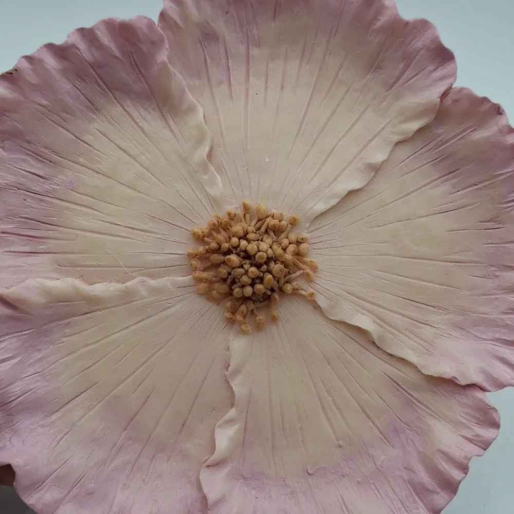 Vtg 1994 Ranger International‎ Pink Flower Trinket Dish Resin Jewelry Tray 5.5